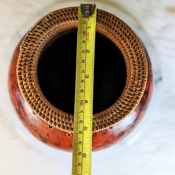 Hand Made Tribal Vase Jug With Woven Straw Grass Top Large Size - Picture 3 of 6